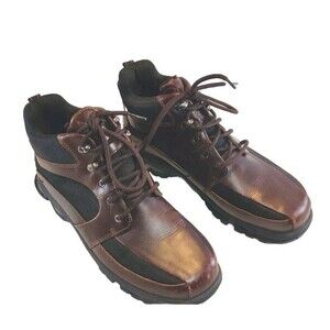 Rockport Elmbridge Mens Size 8.5M Brown Black Leather and Textile Lace-Up Boots